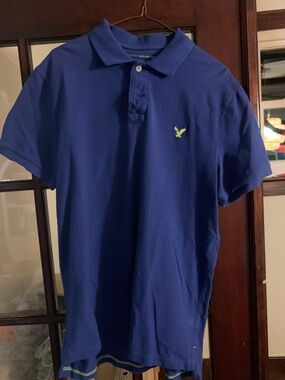 American Eagle Outfitters Royal Blue Polo with Lime Logo